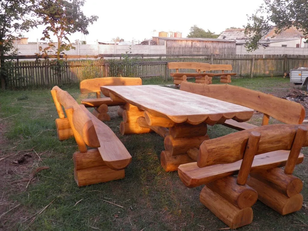 Komplet ogrodowy drewniany – stół z ławkami, Tartak Darul Turek