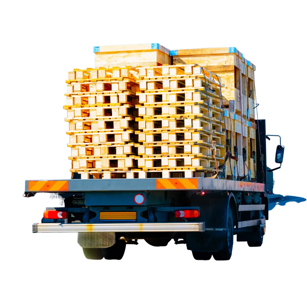 Transport desek paletowych – ciężarówka z paletami, Tartak Darul
