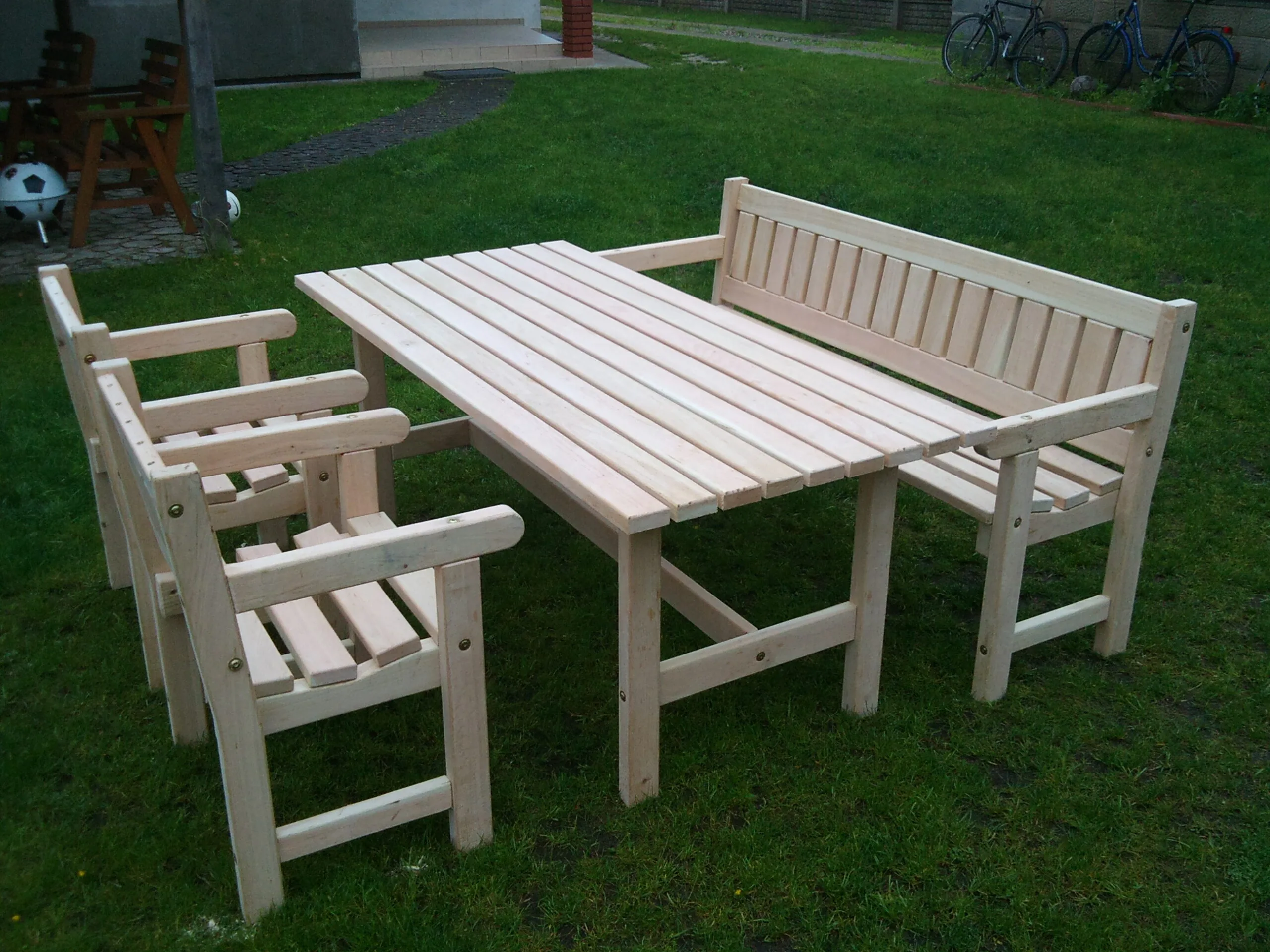 Stół ogrodowy drewniany z ławkami, Tartak Darul